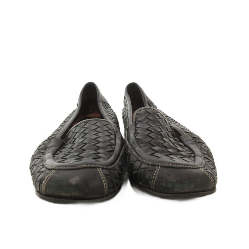 Bottega Veneta Loafers Flat Shoes Intrecciato Leather 37 Black