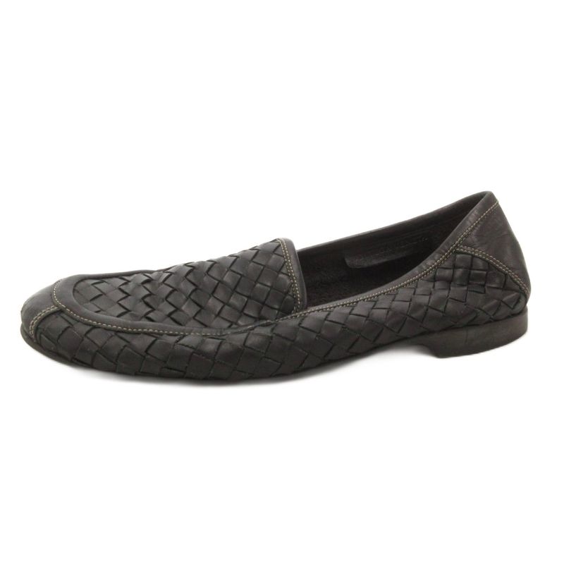 Bottega Veneta Loafers Flat Shoes Intrecciato Leather 37 Black