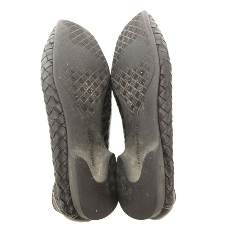 Bottega Veneta Loafers Flat Shoes Intrecciato Leather 37 Black