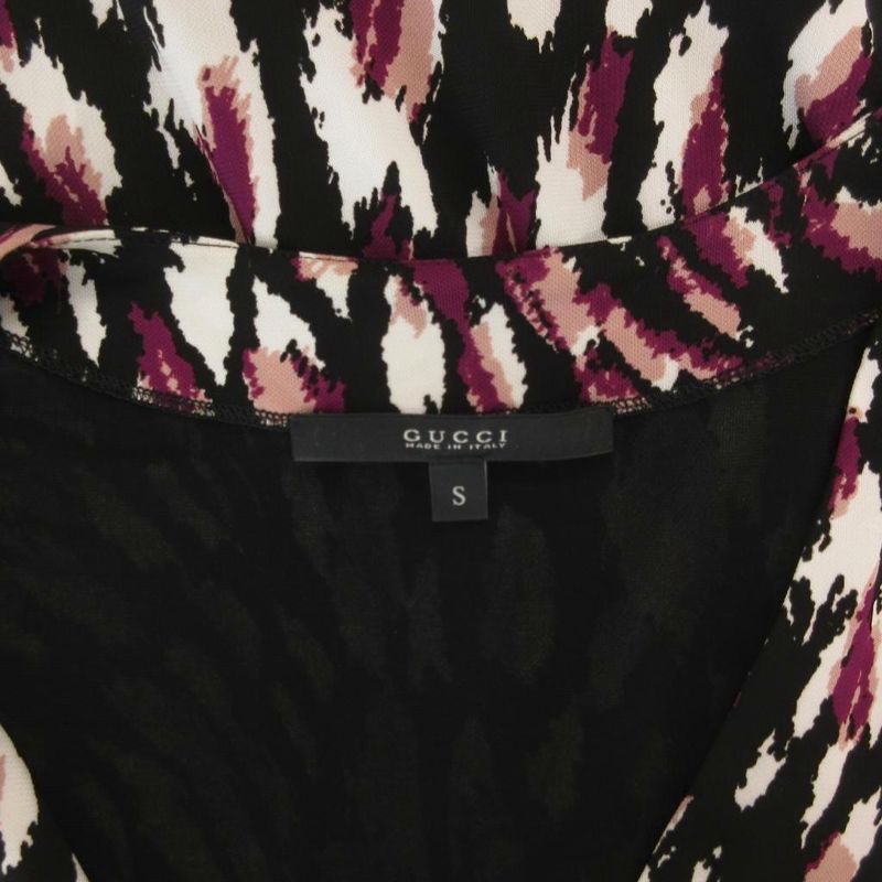 Gucci Cache Couple Dress V-neck All Over Pattern Belt Fringe Long