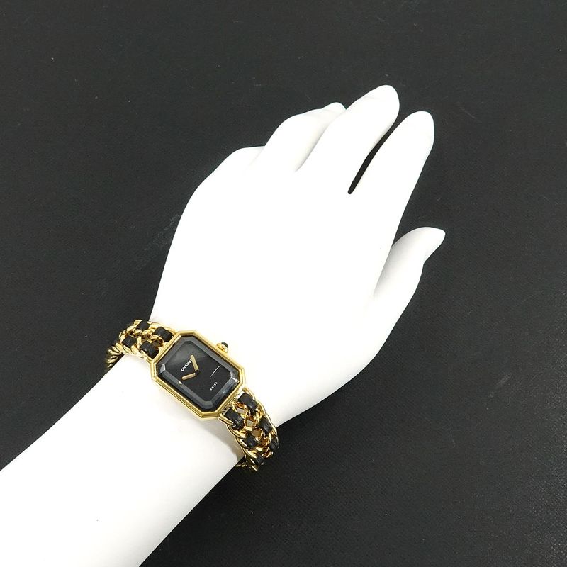 Chanel Premiere M Vintage Watch Black Gold Black Size