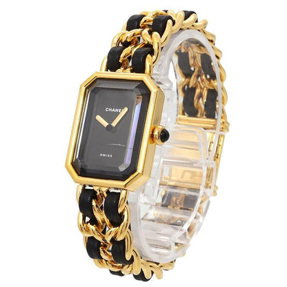 Chanel Premiere M Vintage Watch Black Gold Black Size