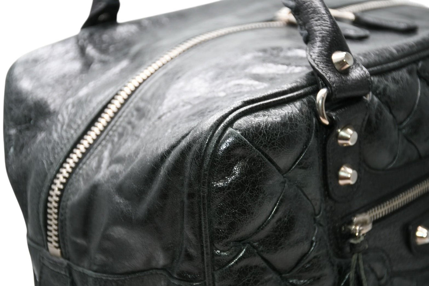 Balenciaga Matelasse City Black Calfskin Silver Mini Boston Bag — view 7
