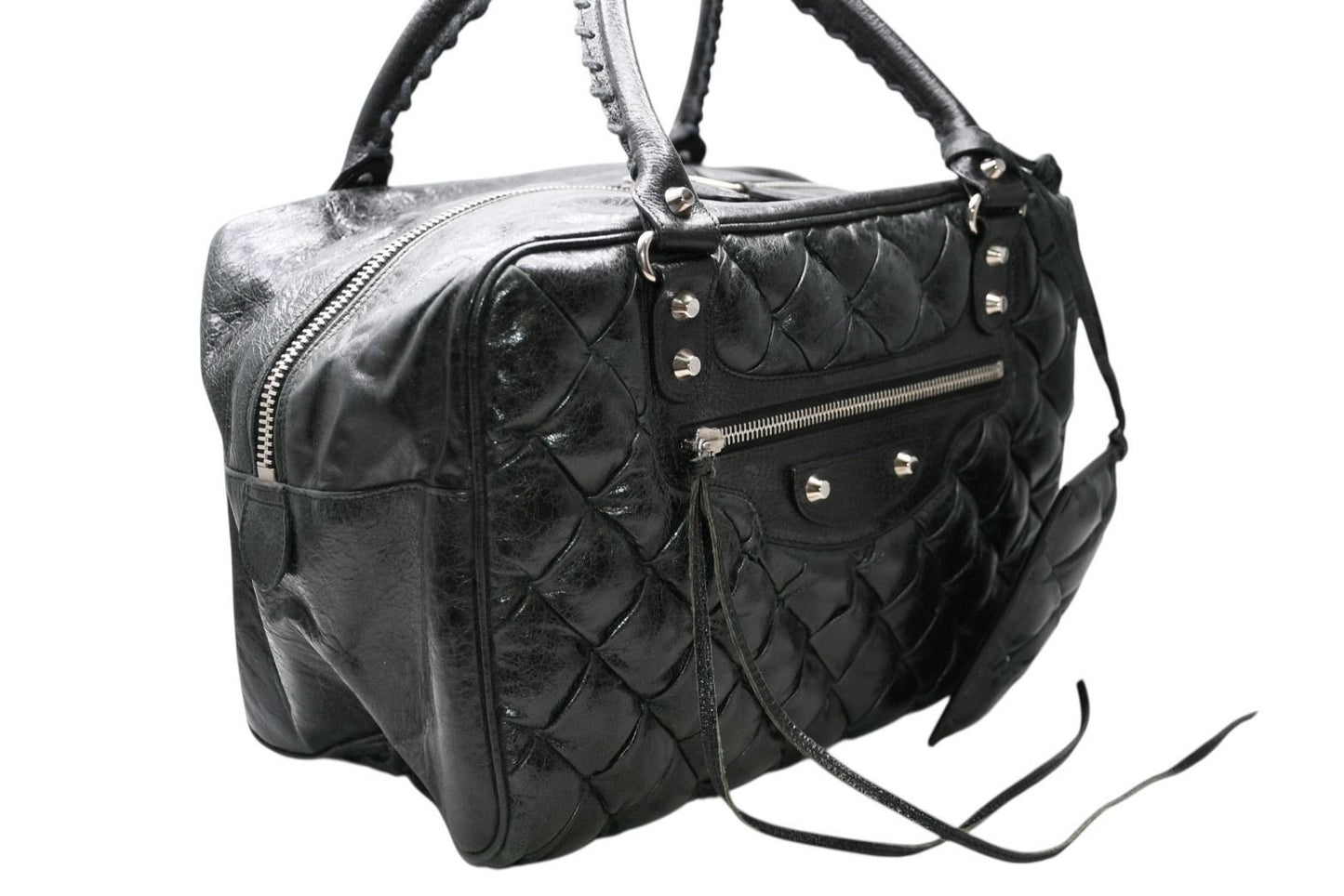 Balenciaga Matelasse City Black Calfskin Silver Mini Boston Bag — view 3