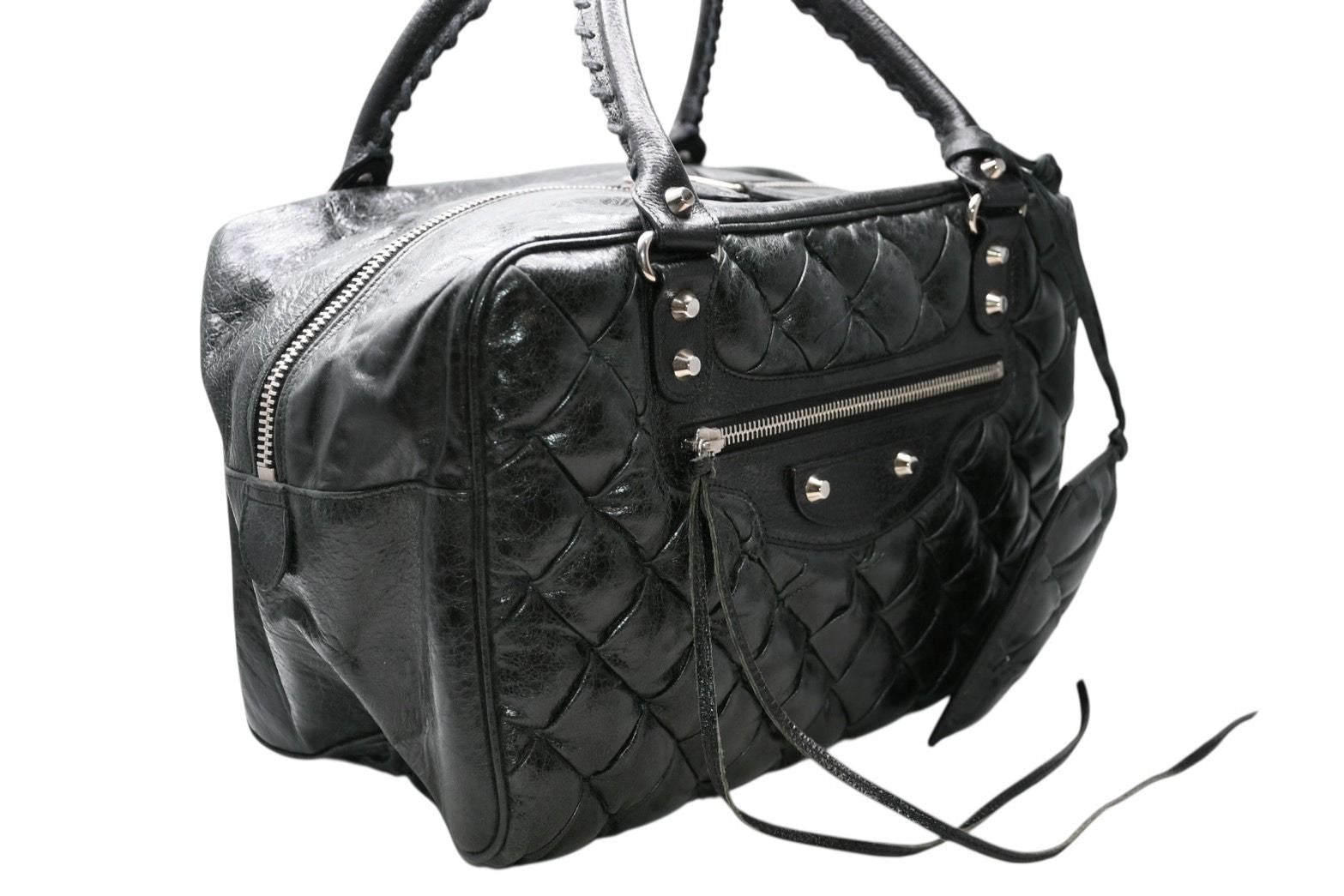 Balenciaga Matelasse City Black Calfskin Silver Mini Boston Bag — view 3