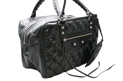 Balenciaga Matelasse City Black Calfskin Silver Mini Boston Bag — view 3