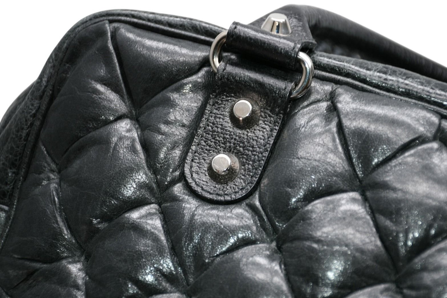 Balenciaga Matelasse City Black Calfskin Silver Mini Boston Bag — view 4
