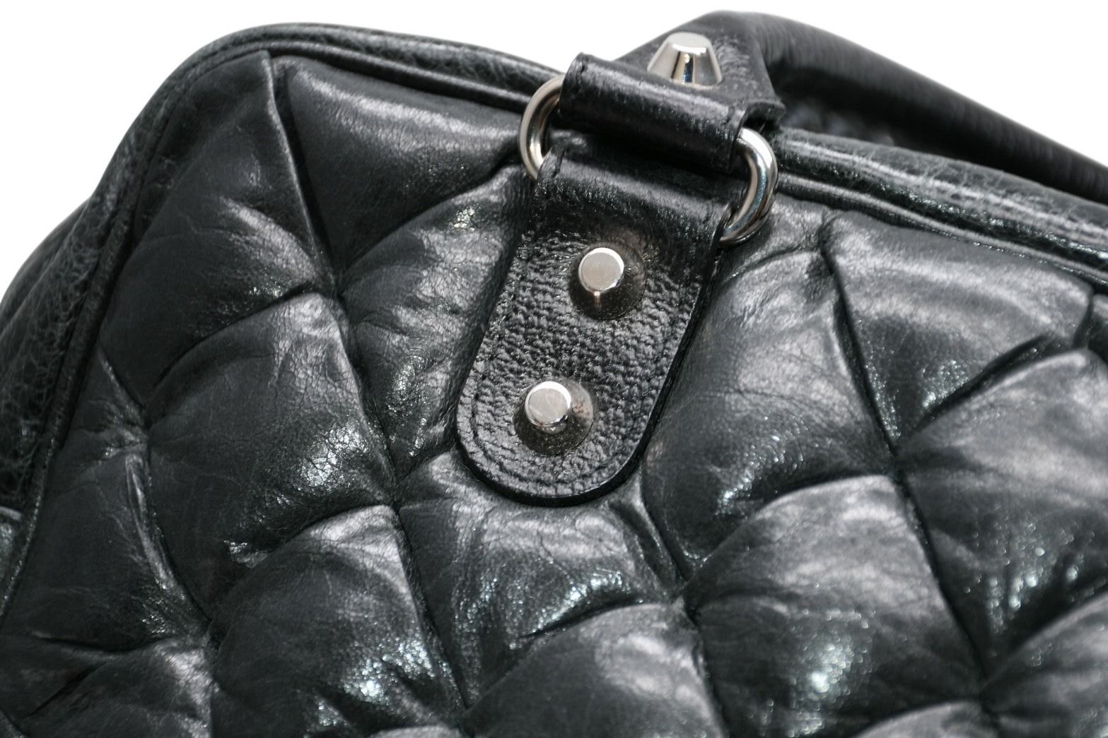 Balenciaga Matelasse City Black Calfskin Silver Mini Boston Bag — view 4
