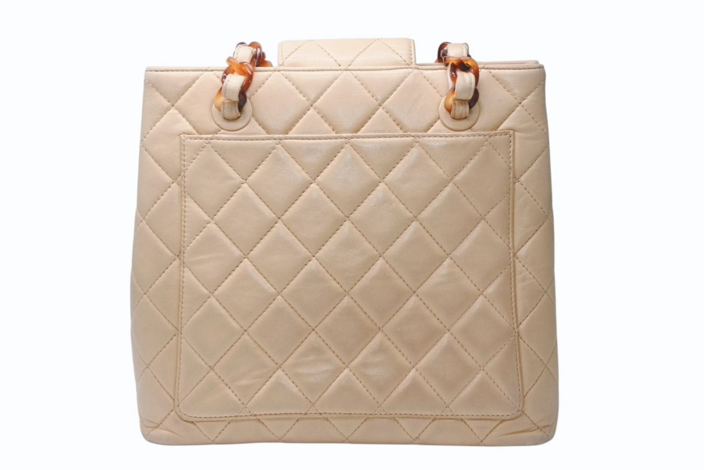 Chanel Chain Bag CC Logo Lambskin Beige Brown Tortoiseshell Pattern — view 2