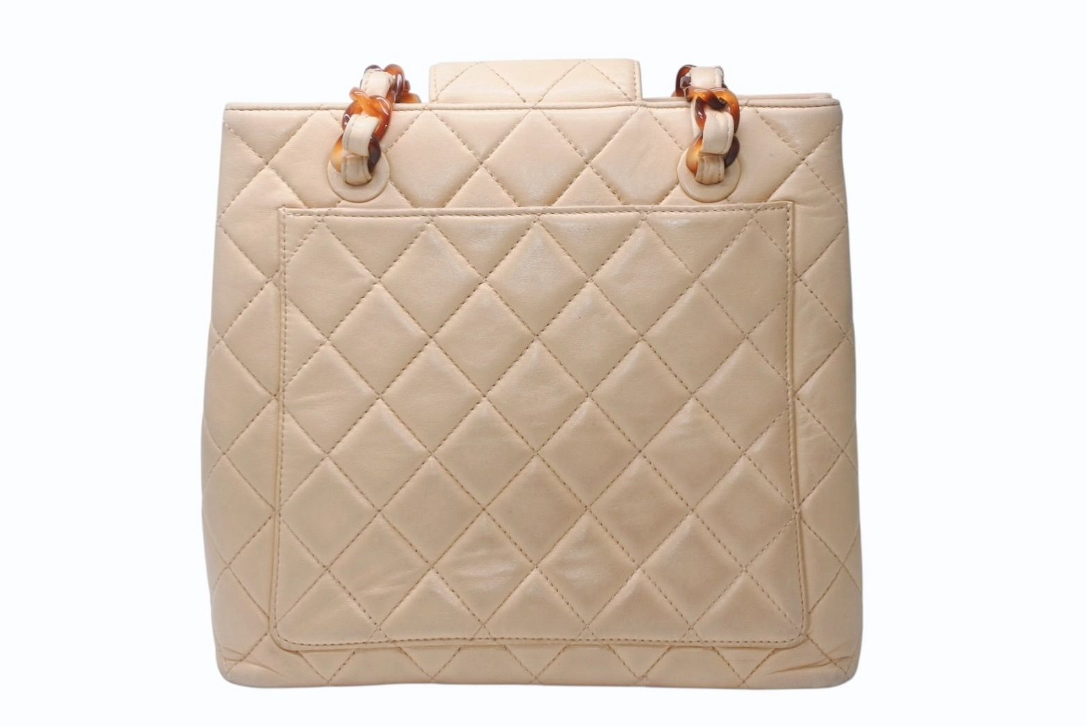 Chanel Chain Bag CC Logo Lambskin Beige Brown Tortoiseshell Pattern — view 2