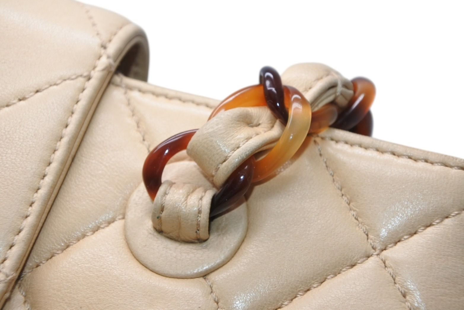 Chanel Chain Bag CC Logo Lambskin Beige Brown Tortoiseshell Pattern — view 6