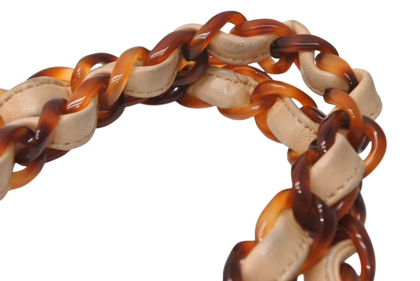 Chanel Chain Bag CC Logo Lambskin Beige Brown Tortoiseshell Pattern — view 4