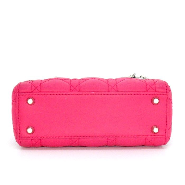 Dior Shoulder Bag Lady Dior Mini Pink Cannage Lambskin Silver