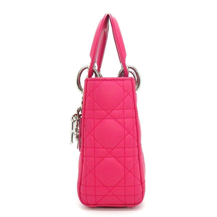 Dior Shoulder Bag Lady Dior Mini Pink Cannage Lambskin Silver
