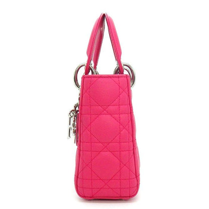 Dior Shoulder Bag Lady Dior Mini Pink Cannage Lambskin Silver