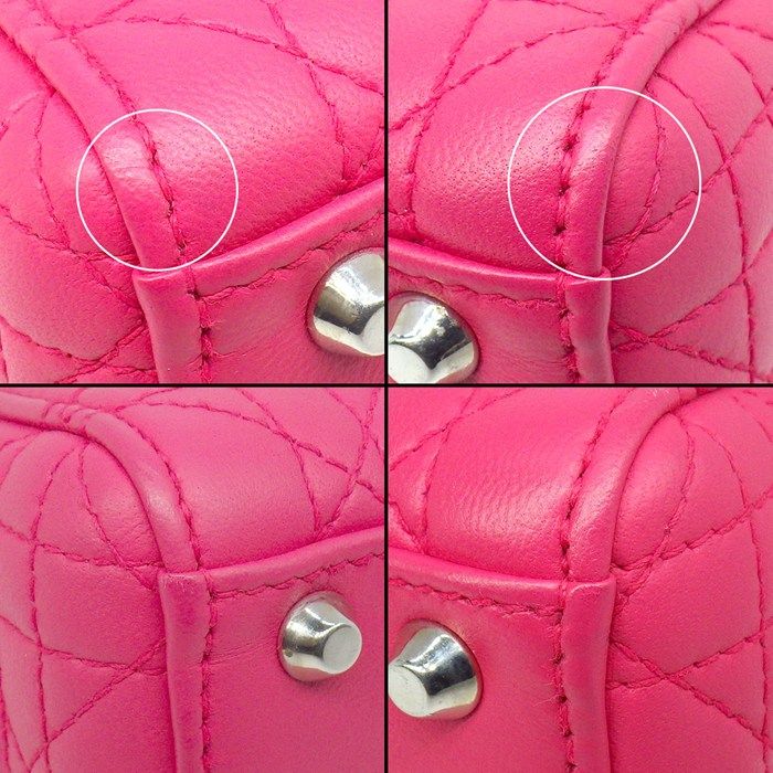 Dior Shoulder Bag Lady Dior Mini Pink Cannage Lambskin Silver