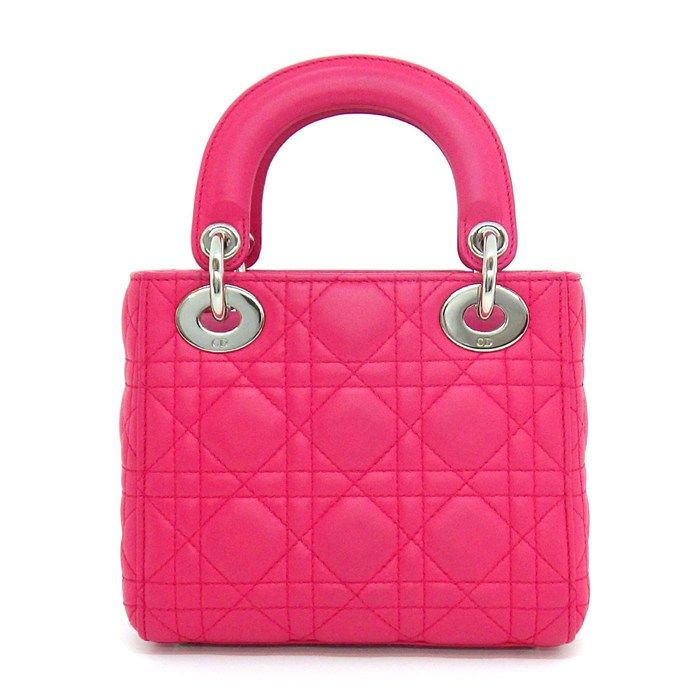 Dior Shoulder Bag Lady Dior Mini Pink Cannage Lambskin Silver