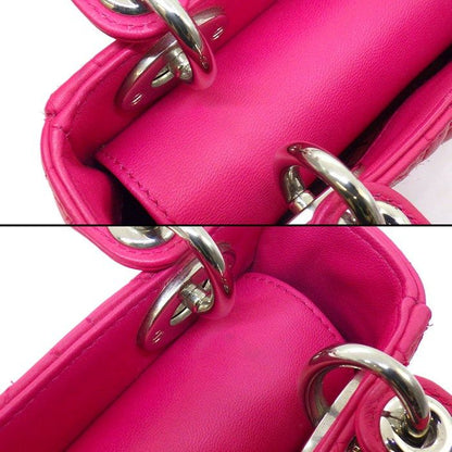 Dior Shoulder Bag Lady Dior Mini Pink Cannage Lambskin Silver
