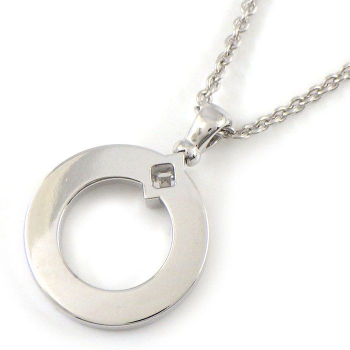 Bvlgari Necklace Round Circle Logo 1 Point Square Cut Diamond