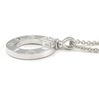 Bvlgari Necklace Round Circle Logo 1 Point Square Cut Diamond