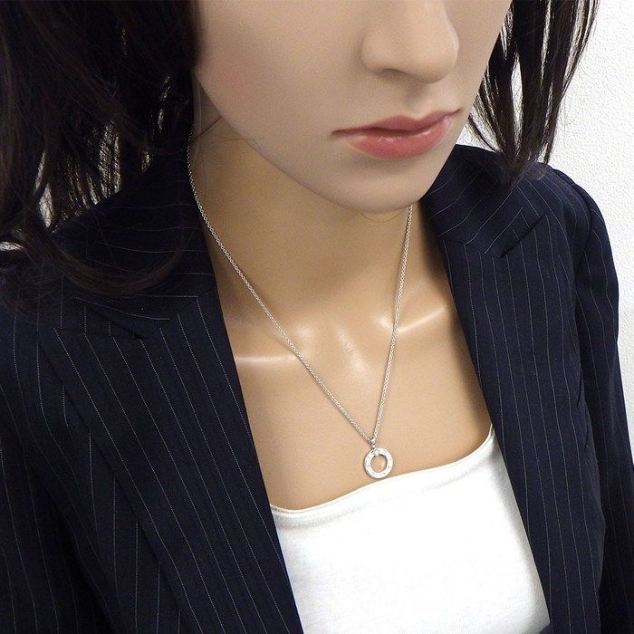 Bvlgari Necklace Round Circle Logo 1 Point Square Cut Diamond