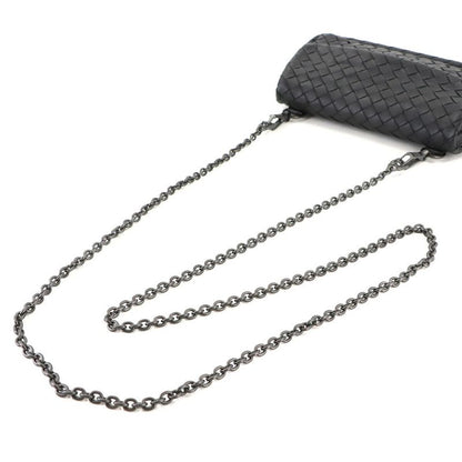 Bottega Veneta Intrecciato Chain Shoulder Bag Leather Black