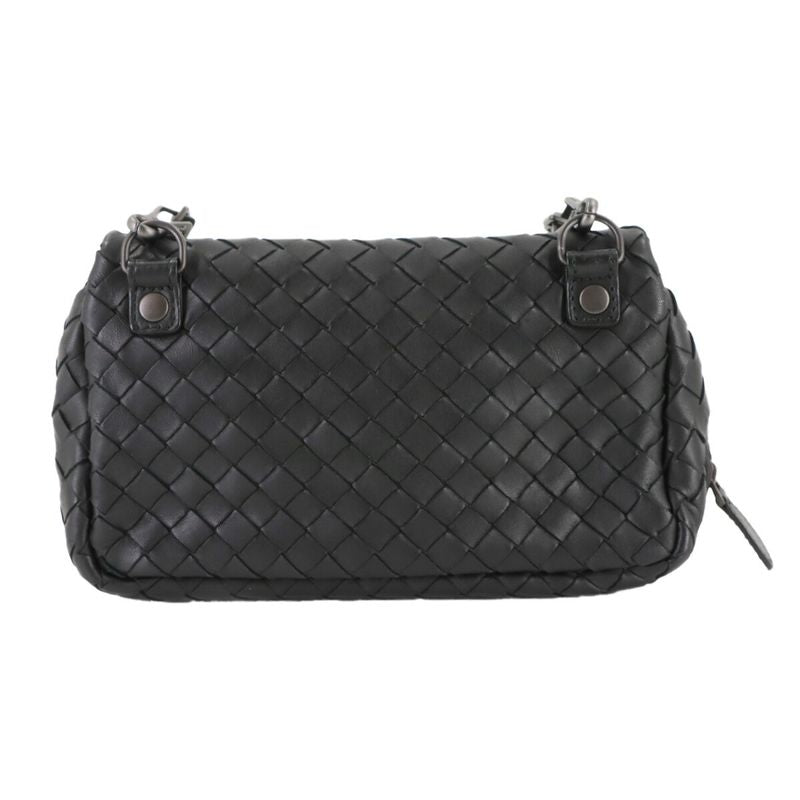 Bottega Veneta Intrecciato Chain Shoulder Bag Leather Black