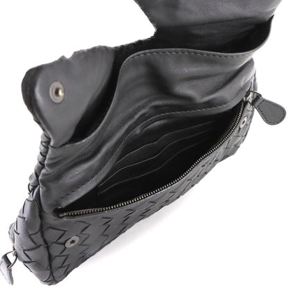 Bottega Veneta Intrecciato Chain Shoulder Bag Leather Black