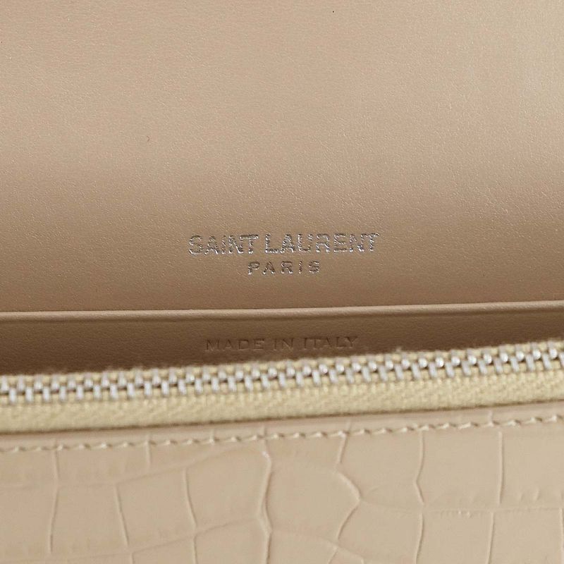 Saint Laurent Kate Chain Wallet Bifold Croco