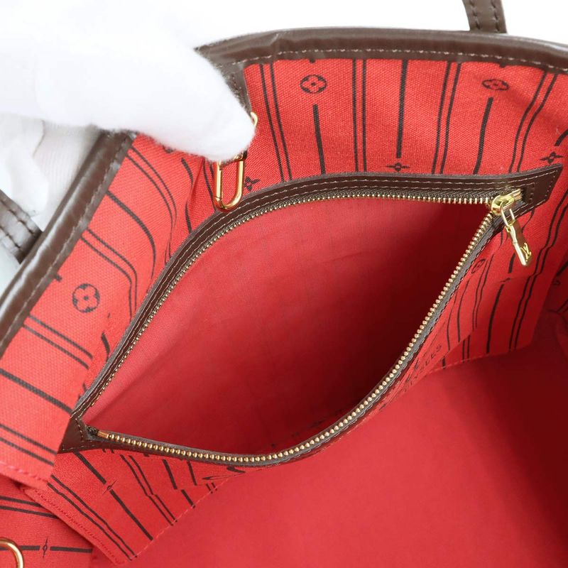 Louis Vuitton Damier Neverfull MM Tote Ebene Cerise Brown