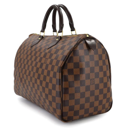 Louis Vuitton Damier Speedy 35 Hand Bag Ebene Brown Gold