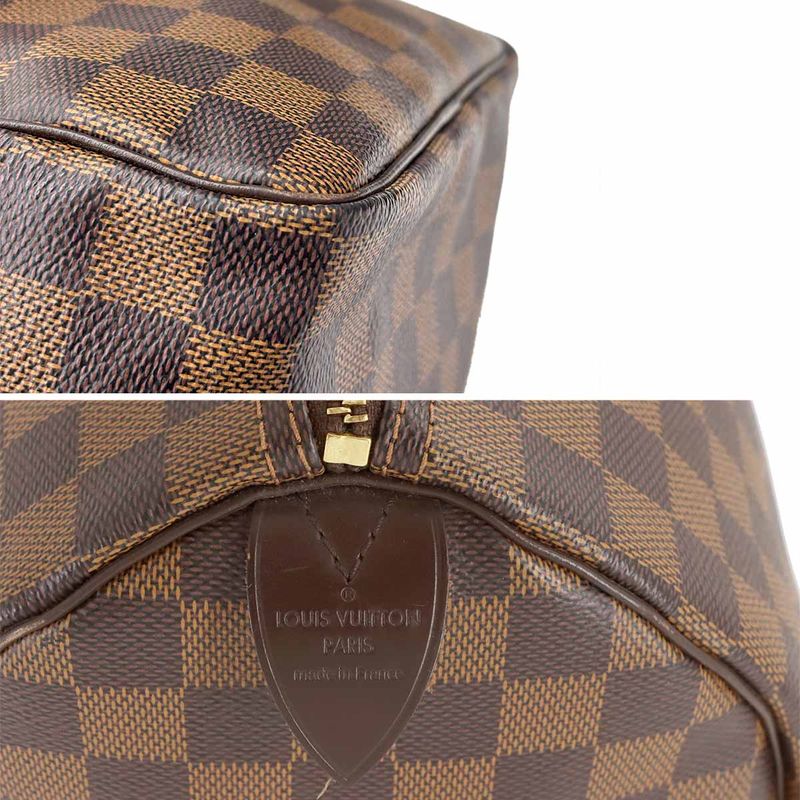 Louis Vuitton Damier Speedy 35 Hand Bag Ebene Brown Gold