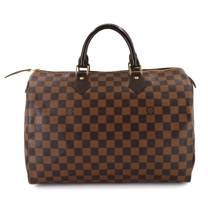 Louis Vuitton Damier Speedy 35 Hand Bag Ebene Brown Gold