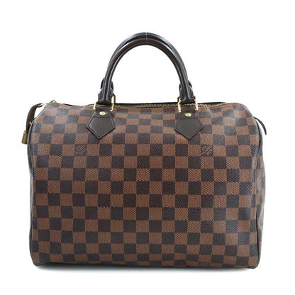 Louis Vuitton Damier Speedy 30 Hand Bag Ebene Brown Gold