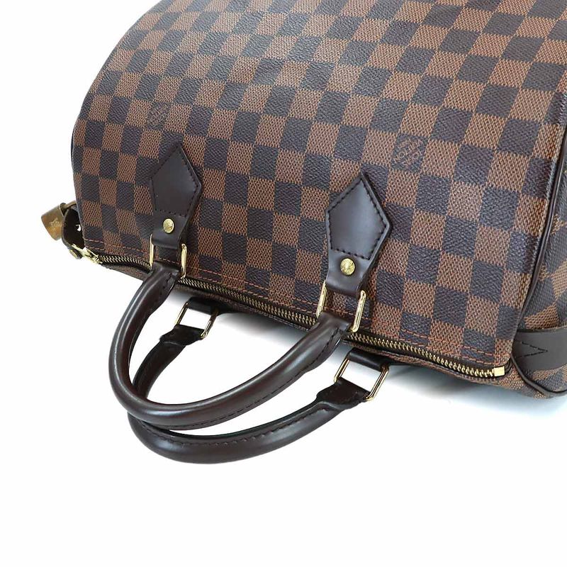 Louis Vuitton Damier Speedy 30 Hand Bag Ebene Brown Gold