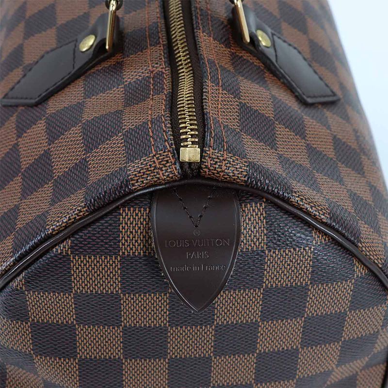 Louis Vuitton Damier Speedy 30 Hand Bag Ebene Brown Gold