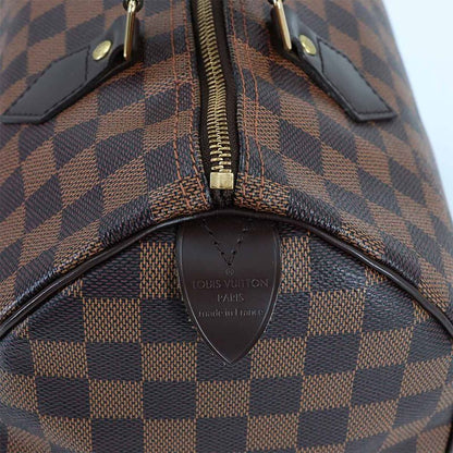 Louis Vuitton Damier Speedy 30 Hand Bag Ebene Brown Gold