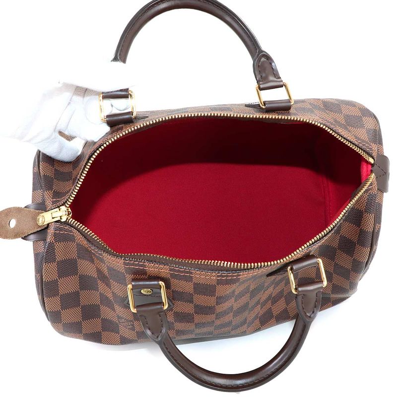 Louis Vuitton Damier Speedy 30 Hand Bag Ebene Brown Gold