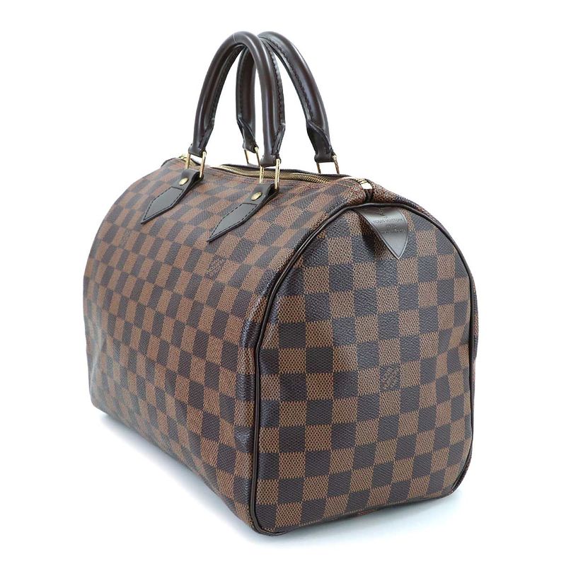 Louis Vuitton Damier Speedy 30 Hand Bag Ebene Brown Gold
