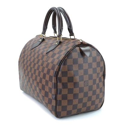 Louis Vuitton Damier Speedy 30 Hand Bag Ebene Brown Gold