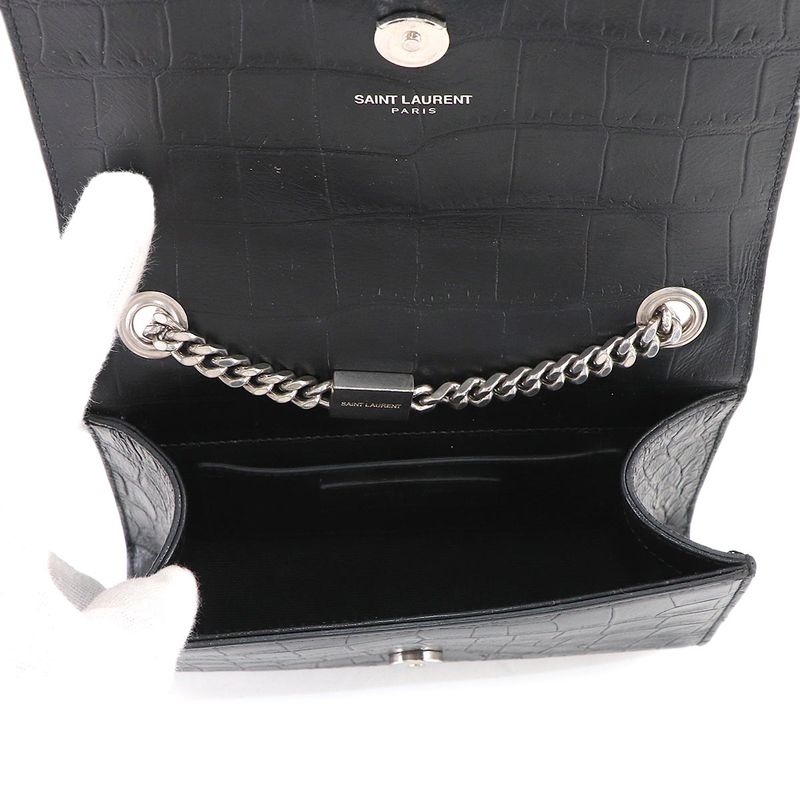 Saint Laurent Kate Mini Chain Shoulder Bag Croco
