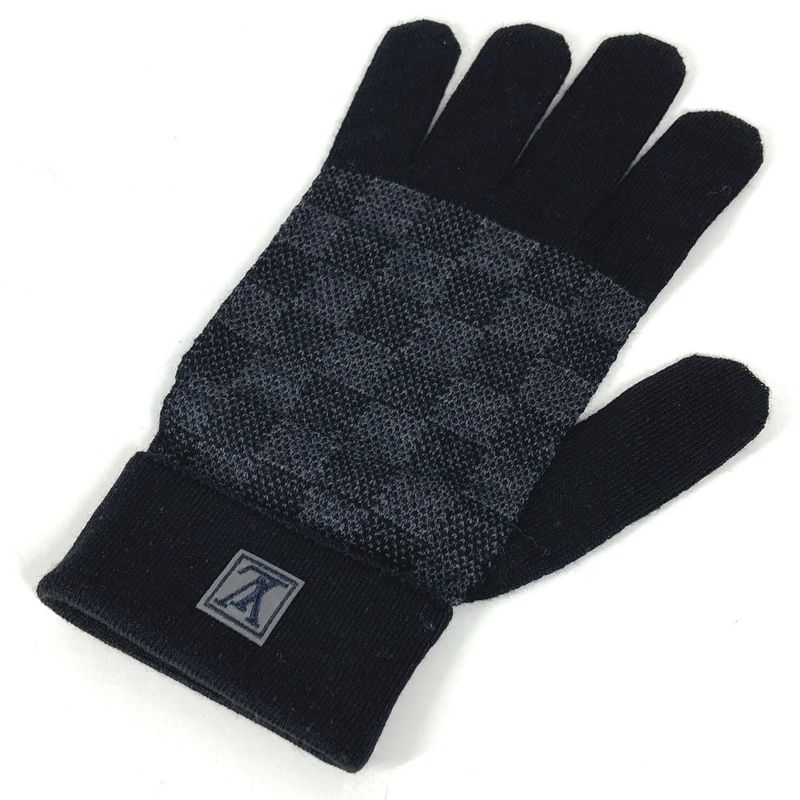 Louis Vuitton Gloves Gon Petit Damier Wool Black