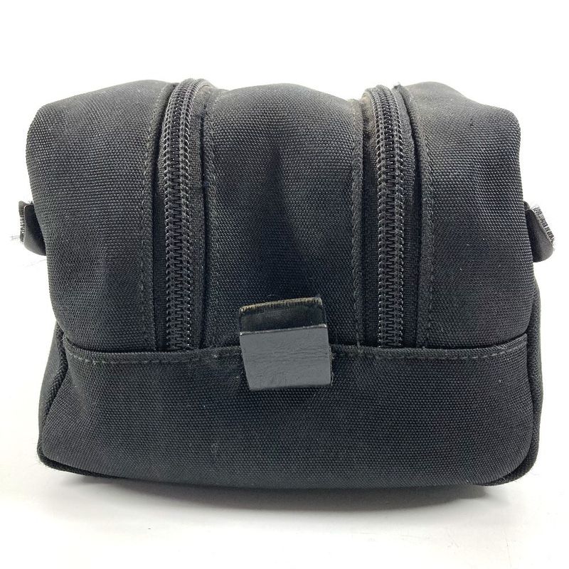 Gucci Second Bag Logo Zip Leather Canvas Black