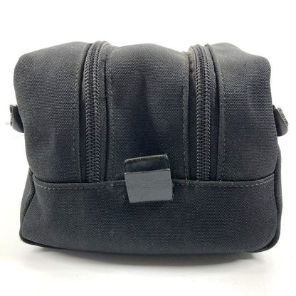 Gucci Second Bag Logo Zip Leather Canvas Black