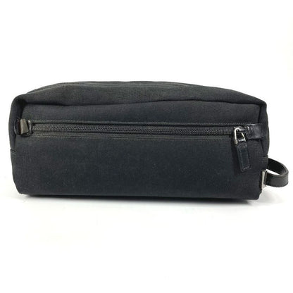 Gucci Second Bag Logo Zip Leather Canvas Black