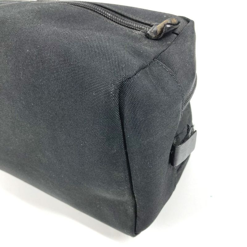 Gucci Second Bag Logo Zip Leather Canvas Black