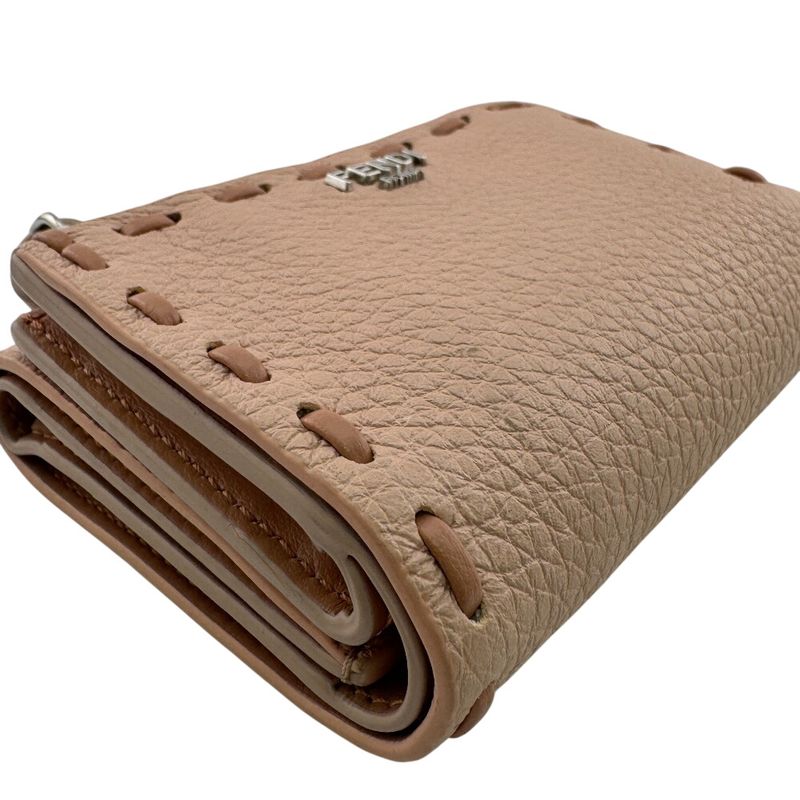 Fendi Topstitch Peekaboo Micro Trifold Wallet