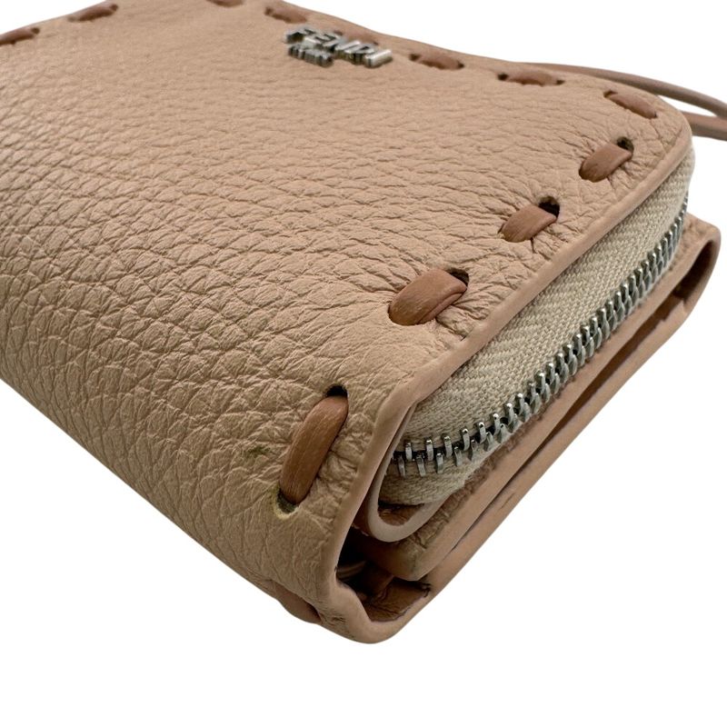 Fendi Topstitch Peekaboo Micro Trifold Wallet