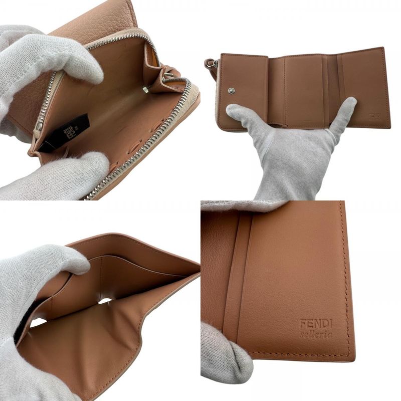 Fendi Topstitch Peekaboo Micro Trifold Wallet