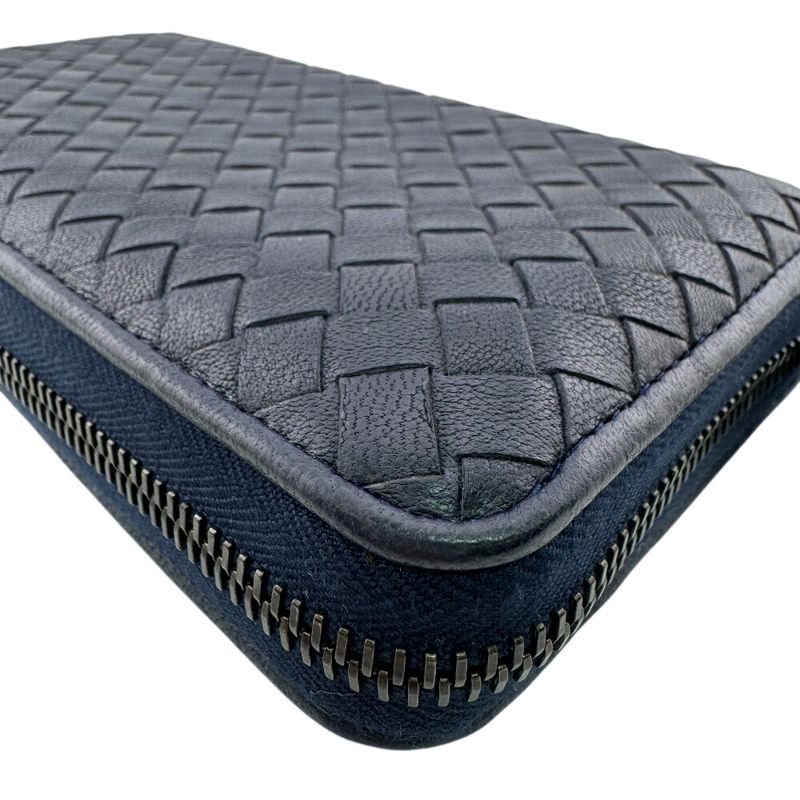 Bottega Veneta Round Zip Wallet Navy
